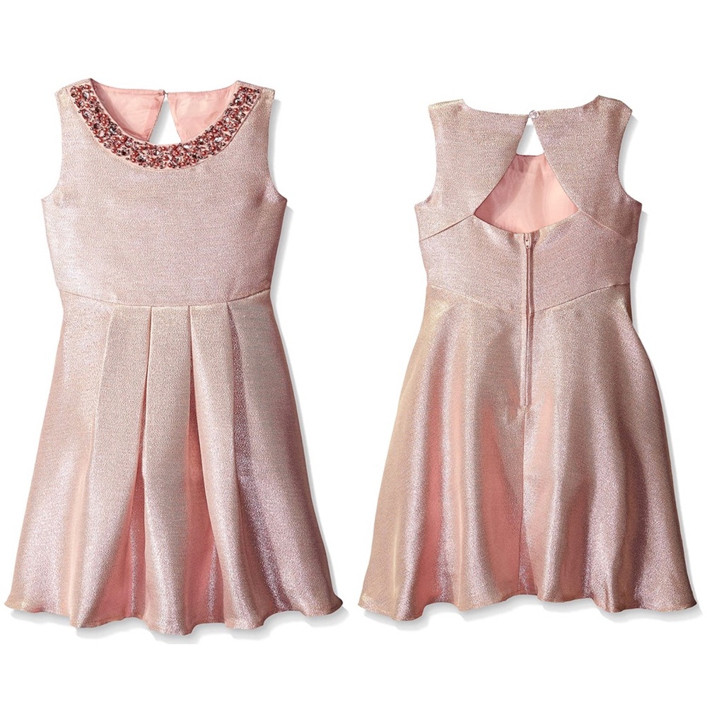 Rare Editions Blush Metallic Social Dress